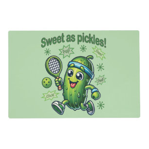 Funny Cute Sweet as Pickles Pickleball Placemat