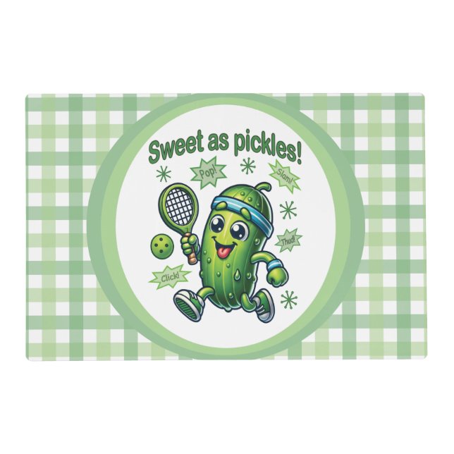 Funny Cute Sweet as Pickles Pickleball Placemat (Front)