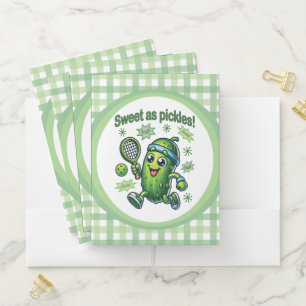 Funny Cute Sweet as Pickles Pickleball Pocket Folder