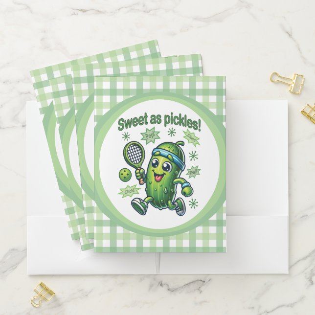 Funny Cute Sweet as Pickles Pickleball Pocket Folder (In Situ)