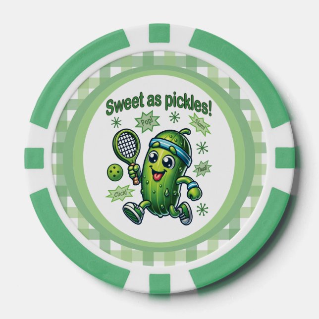 Funny Cute Sweet as Pickles Pickleball Poker Chips (Front)