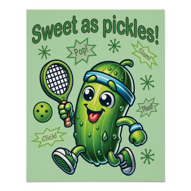 Funny Cute Sweet as Pickles Pickleball Poster (Front)