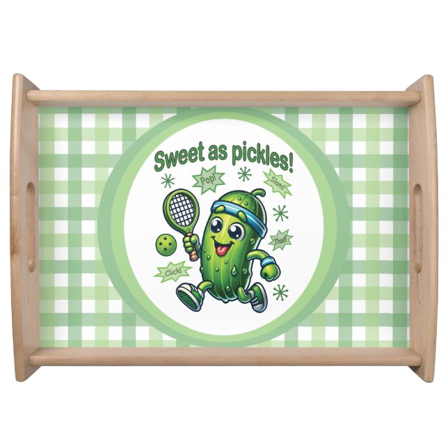Funny Cute Sweet as Pickles Pickleball Serving Tray (Front)