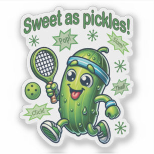Funny Cute Sweet as Pickles Pickleball Sticker
