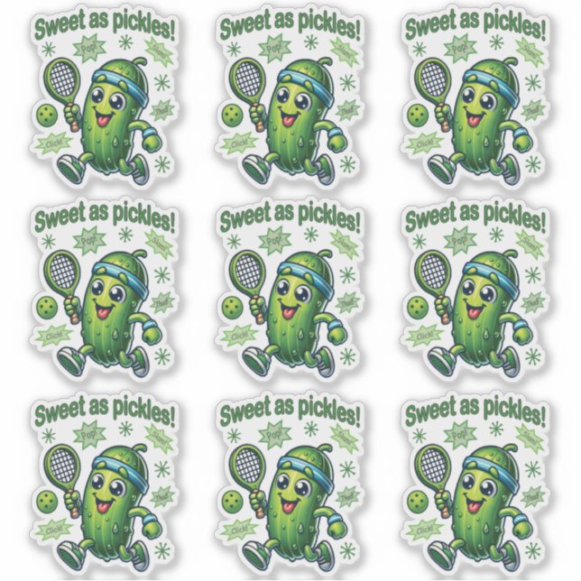 Funny Cute Sweet as Pickles Pickleball Sticker (Front)