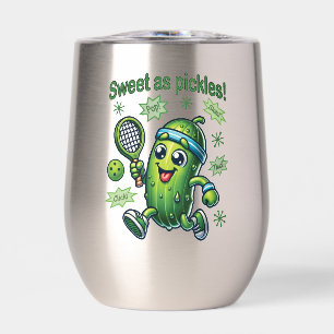 Funny Cute Sweet as Pickles Pickleball Thermal Wine Tumbler