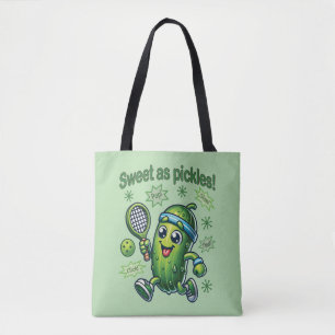 Funny Cute Sweet as Pickles Pickleball Tote Bag