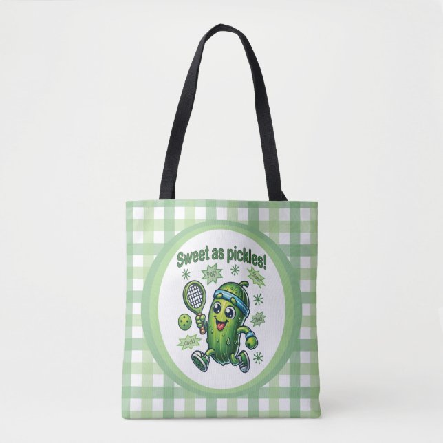 Funny Cute Sweet as Pickles Pickleball Tote Bag (Front)