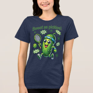 Funny Cute Sweet as Pickles Pickleball Tri-Blend Shirt