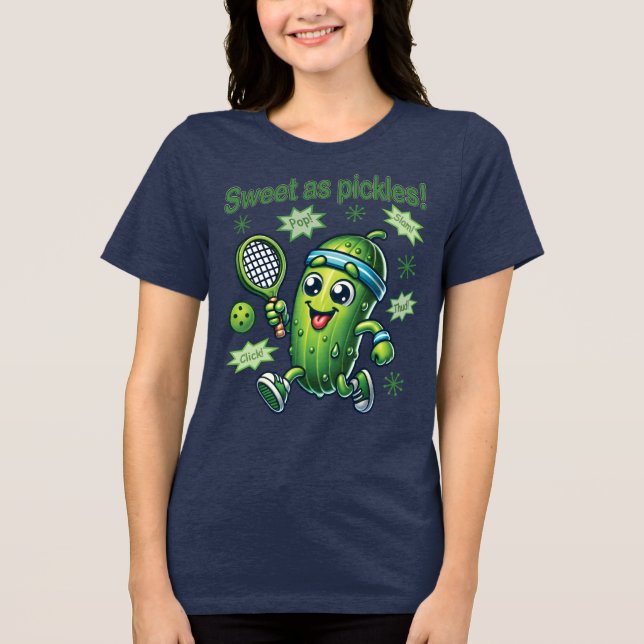 Funny Cute Sweet as Pickles Pickleball Tri-Blend Shirt (Front)