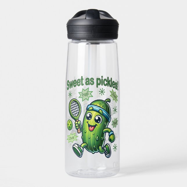 Funny Cute Sweet as Pickles Pickleball Water Bottle (Front)