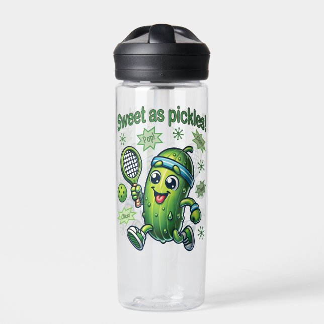 Funny Cute Sweet as Pickles Pickleball Water Bottle (Front)
