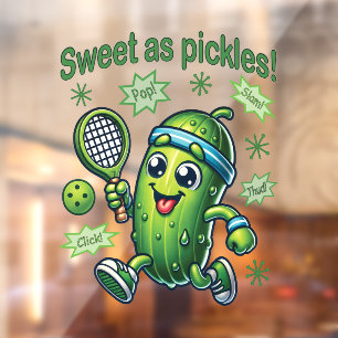Funny Cute Sweet as Pickles Pickleball Window Cling