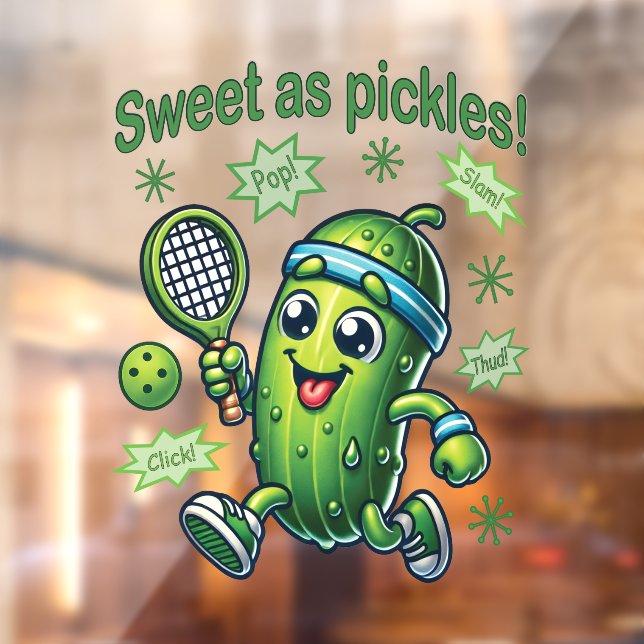 Funny Cute Sweet as Pickles Pickleball Window Cling (Sheet 2)
