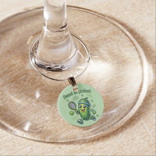 Funny Cute Sweet as Pickles Pickleball Wine Charm