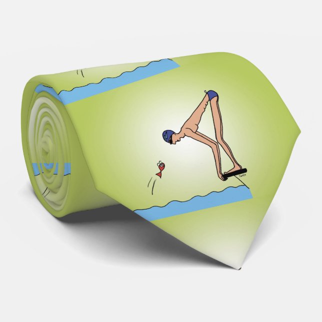 Funny cute swimmer champion racing pool neck tie. neck tie (Rolled)