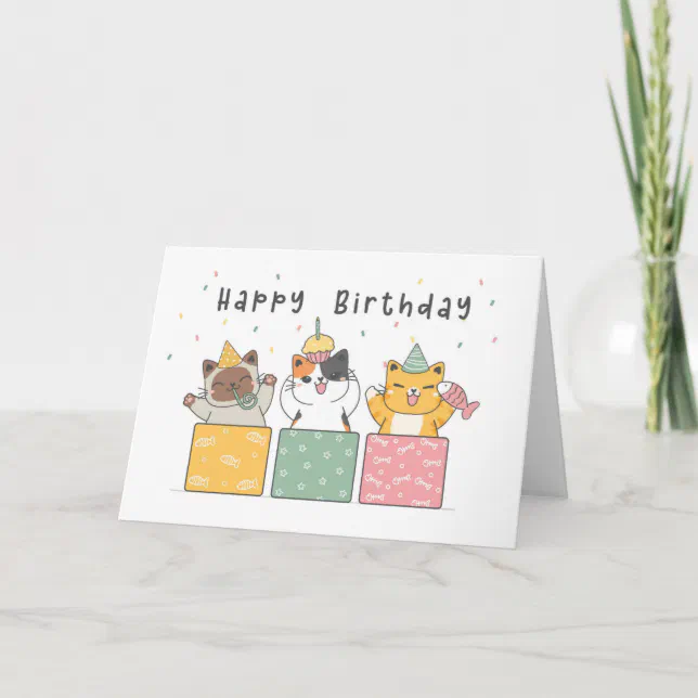 Funny Cute Tabby Cat Kitten Birthday Card | Zazzle