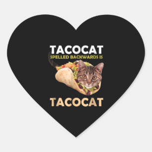 Funny Cute Tacocat Taco Cat Spelled Backward Heart Sticker
