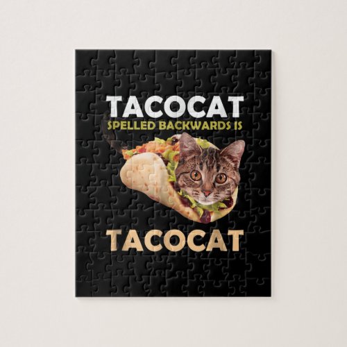 Funny Cute Tacocat Taco Cat Spelled Backward Jigsaw Puzzle