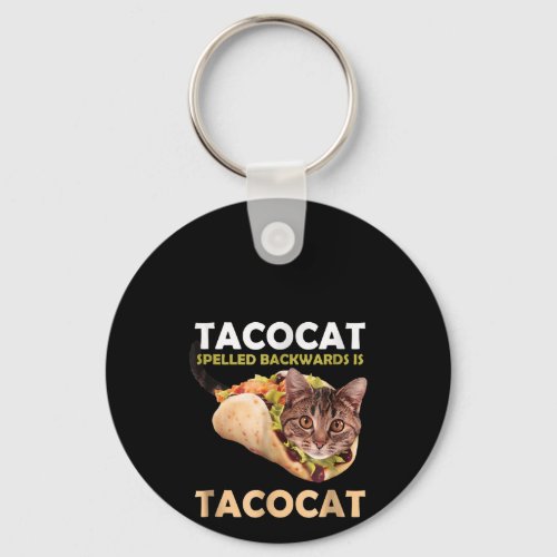 Funny Cute Tacocat Taco Cat Spelled Backward Keychain