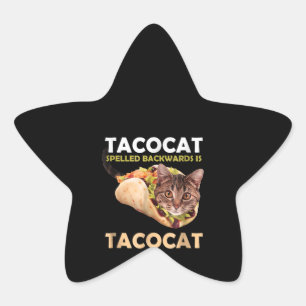 Funny Cute Tacocat Taco Cat Spelled Backward Star Sticker