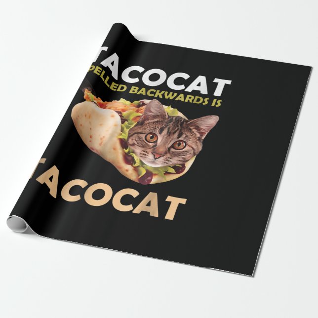 Funny Cute Tacocat Taco Cat Spelled Backward Wrapping Paper (Unrolled)