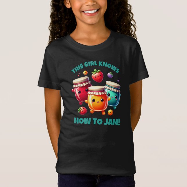 Funny Cute This Girl Knows How to Jam! T-Shirt (Front)