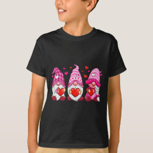 Funny Cute Three Gnomies Nk Hearts Matching Vale  T-Shirt