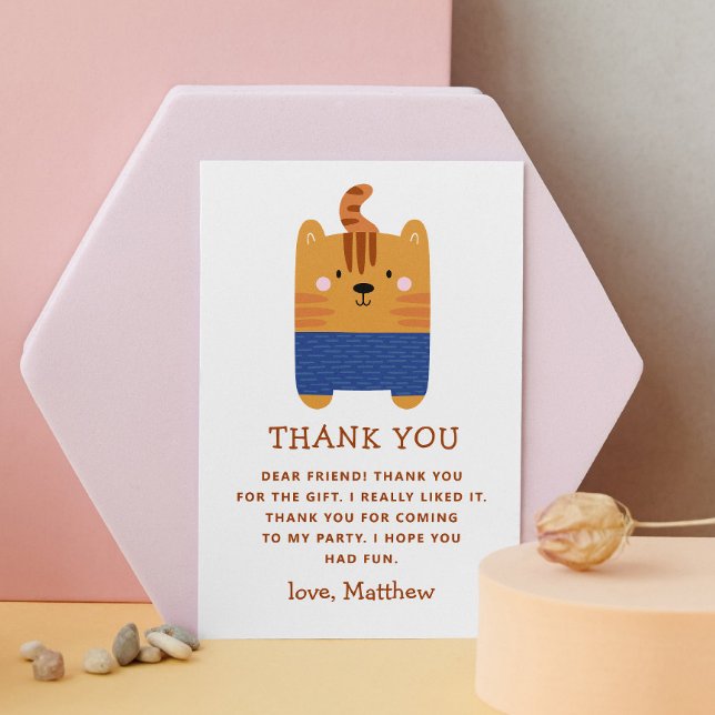 Funny cute tiger animal. Kids birthday zoo safari Thank You Card (Creator Uploaded)