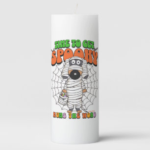 Funny Cute Time to get Spooky Mummy Pillar Candle