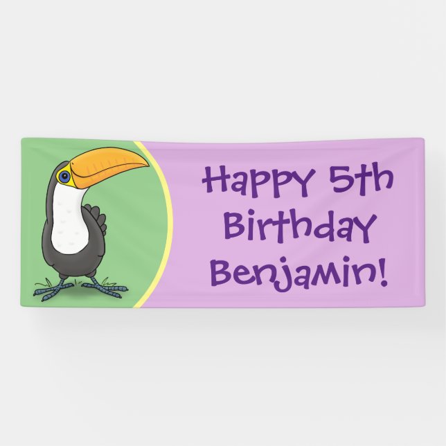 Funny cute toucan bird cartoon banner (Horizontal)