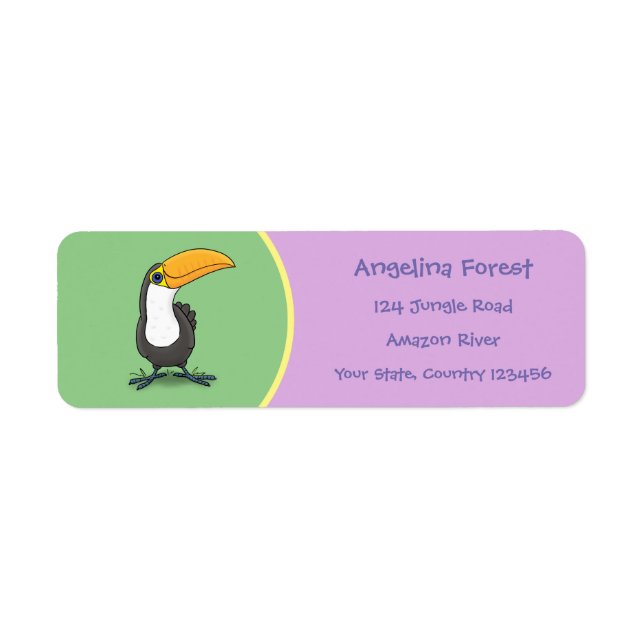 Funny cute toucan bird cartoon label (Front)