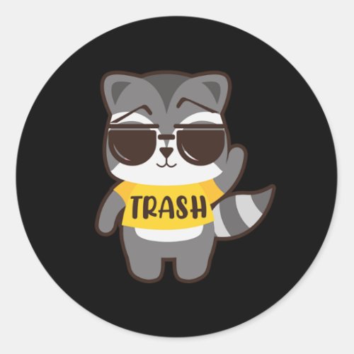 Funny Cute Trash Raccoon Sunglasses Forest Animals Classic Round Sticker