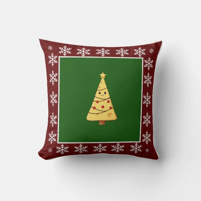 Funny Cute Trendy Stylish Cheese Christmas Tree Throw Pillow (Front)