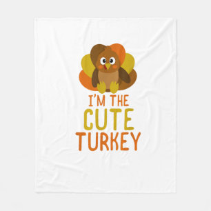 Funny Cute Turkey Family Matching Thanksgiving Fleece Blanket