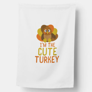 Funny Cute Turkey Family Matching Thanksgiving  House Flag