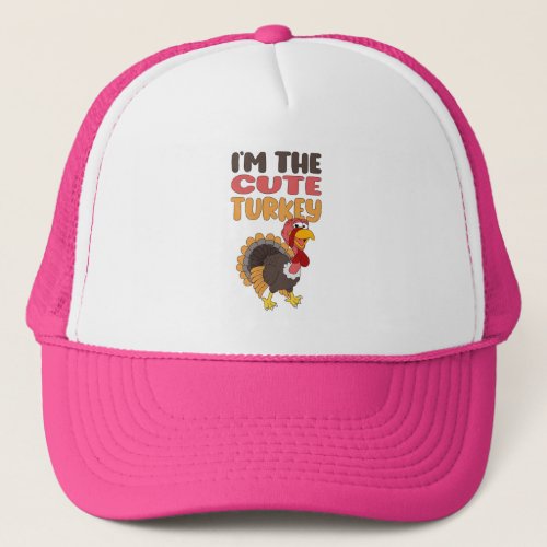 Funny Cute Turkey Family Matching Thanksgiving Trucker Hat