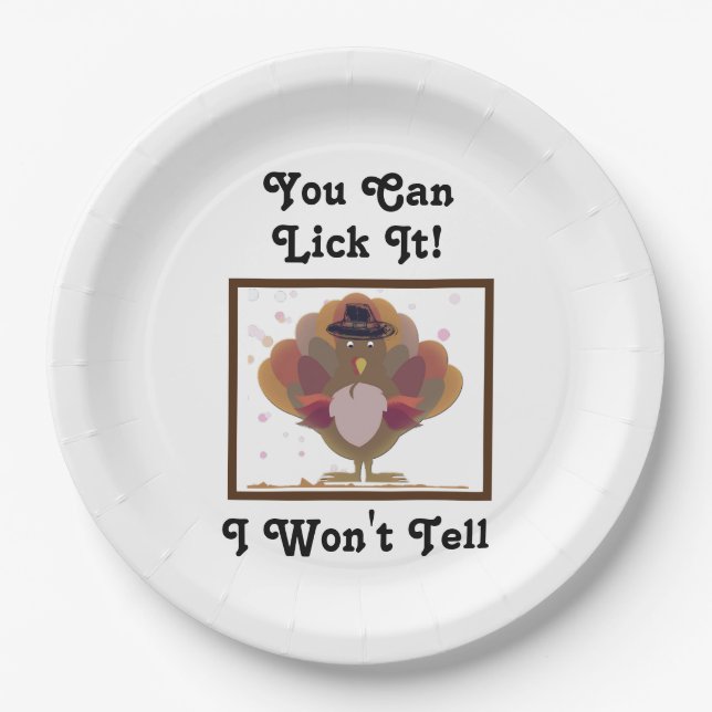 Funny Cute Turkey Thanksgiving Fall Holiday  Paper Plates (Front)