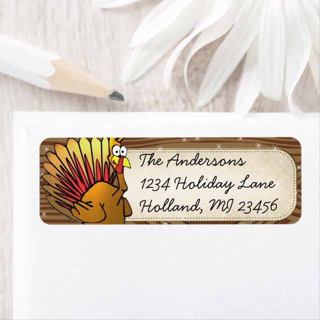 Funny Cute Turkey Thanksgiving Retrun Address Label (Insitu)