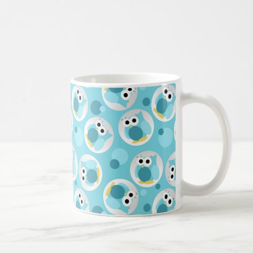 Funny Cute Turquoise Owl Pattern Mug