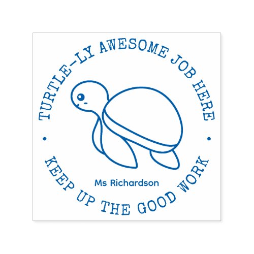 Funny Cute Turtle Awesome Job Teacher Praise Self_inking Stamp