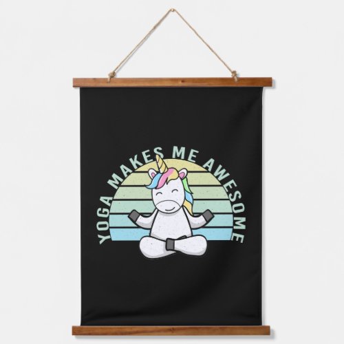 Funny cute unicorn doing yoga funny yoga poses  hanging tapestry