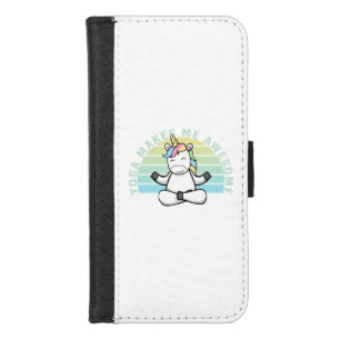 Funny cute unicorn doing yoga. funny yoga poses iPhone 8/7 wallet case