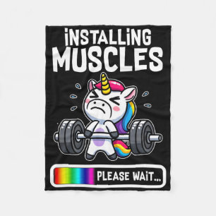 Funny Cute Unicorn Workout Gym Fitness Weightlifti Fleece Blanket