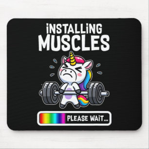 Funny Cute Unicorn Workout Gym Fitness Weightlifti Mouse Pad