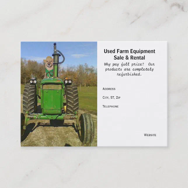 Funny/Cute Used Farm Equipment Business Card | Zazzle