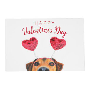 Funny Cute Valentine's Day Dog Heart Headband Placemat