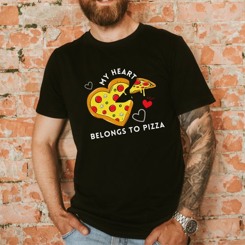 Funny Cute Valentines Day Gift with love and pizza T_Shirt