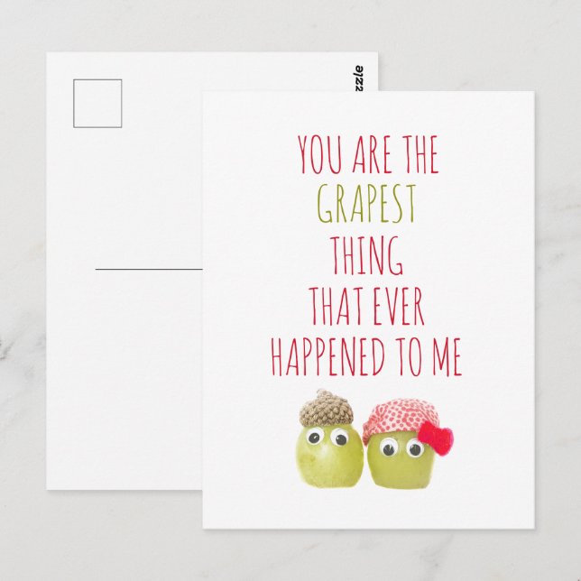 Funny cute vegans grapest thing valentine postcard (Front/Back)