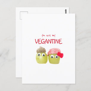 Funny cute vegans vegetarians vegantine postcard